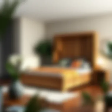 Stylish wooden bed with storage solutions