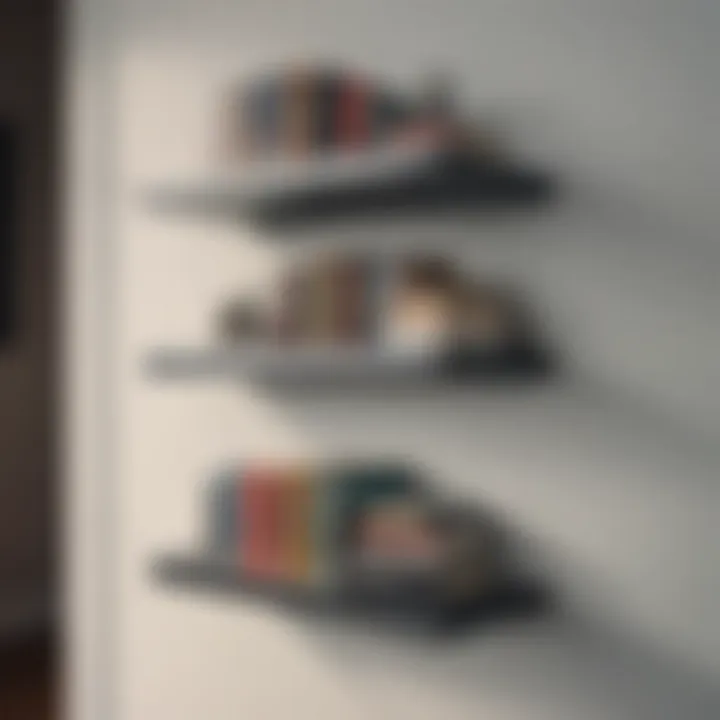 Industrial metal floating shelf with books