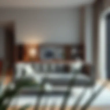 Elegant bookcase bench in a modern living room setting