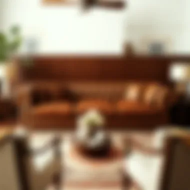 Elegant seating arrangement featuring leather couch