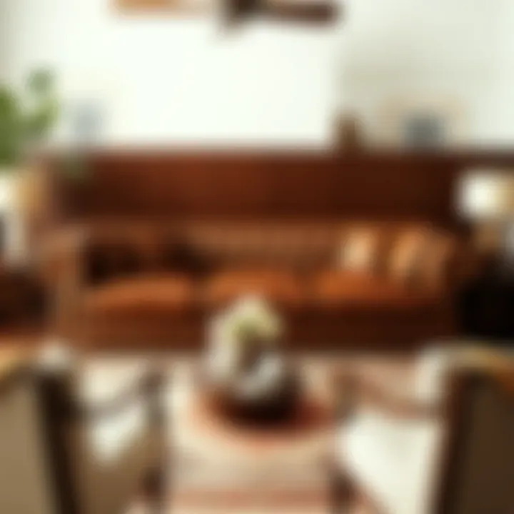 Elegant seating arrangement featuring leather couch