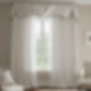 Elegant white linen valance curtain draped over a window