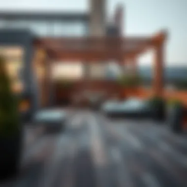 Contemporary outdoor decking featuring sleek lines and modern materials