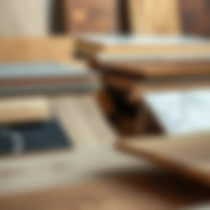 Variety of flooring samples displaying diverse materials and finishes