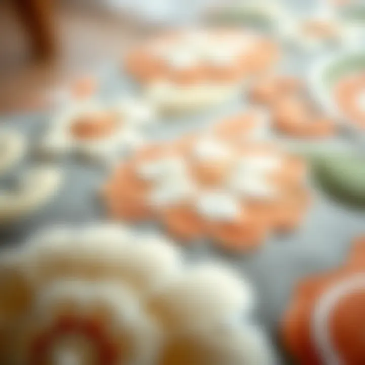 A close-up view of a flower floor cushion's intricate patterns, emphasizing its craftsmanship and quality.