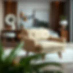 Stylish modern sofa chair in a contemporary living room setting