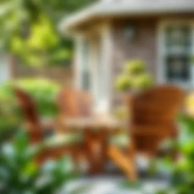 Sustainable living concept with used Adirondack chairs