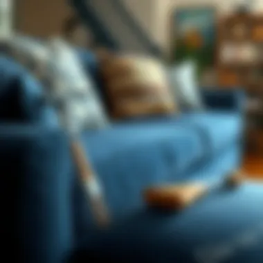 Maintenance tools arranged for navy sofa care