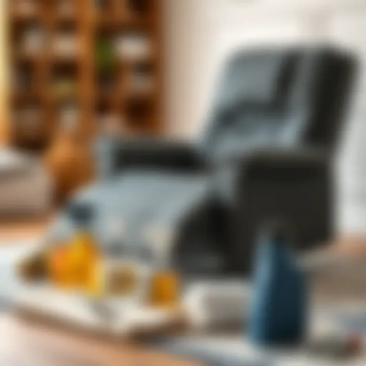 Essential Maintenance for Portable Recliner Beds Maintenance tips illustrated through tools and cleaning supplies beside a portable recliner bed