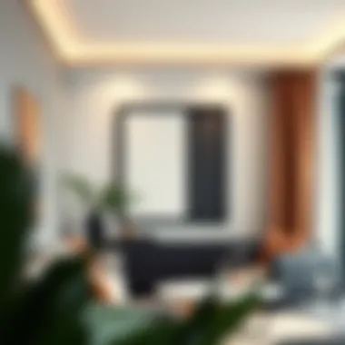 Sophisticated integration of square frames in interior spaces