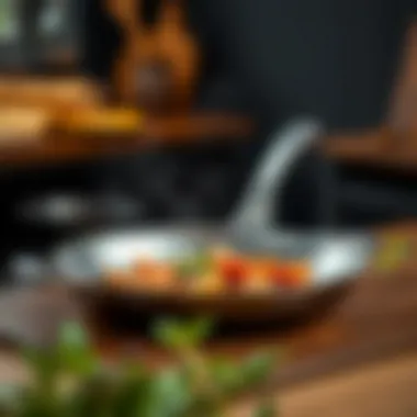 A sleek saute frying pan showcasing its elegant design and versatility.