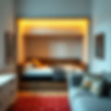 Cozy slide out daybed in a compact space demonstrating functionality