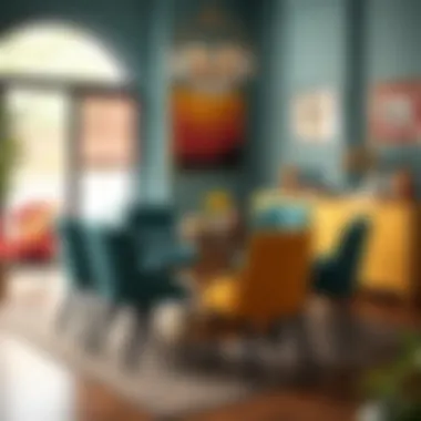 Diverse selection of dining room furniture with vibrant styles