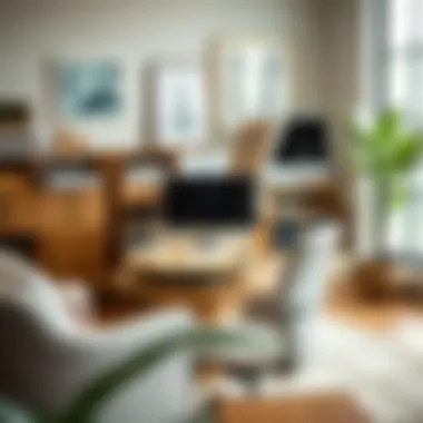 Functional lazy Susan used in an organized home office space