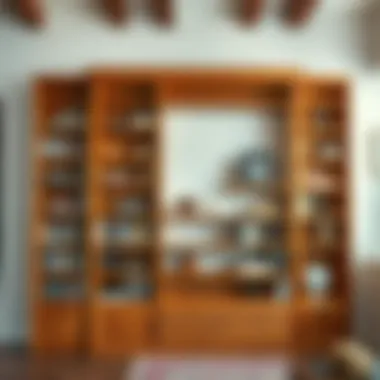 Artisan Quality in Functional Furniture Detailed craftsmanship of an eight-foot bookcase in natural wood