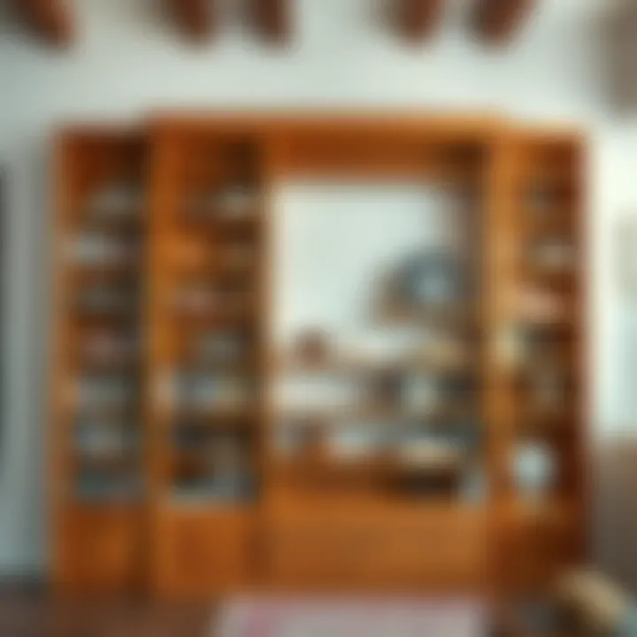 Artisan Quality in Functional Furniture Detailed craftsmanship of an eight-foot bookcase in natural wood