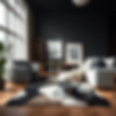 Contemporary Living Room with Waterproof Rug Elegant black and white waterproof rug in a contemporary living room