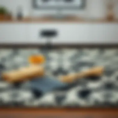 Cleaning Supplies for Waterproof Rugs Maintenance tools for cleaning a black and white waterproof rug