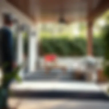 Outdoor Patio with Stylish Waterproof Rug Black and white waterproof rug enhancing outdoor patio aesthetics