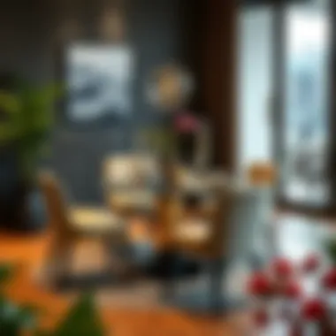 Elegant four-seater dining arrangement with stylish decor