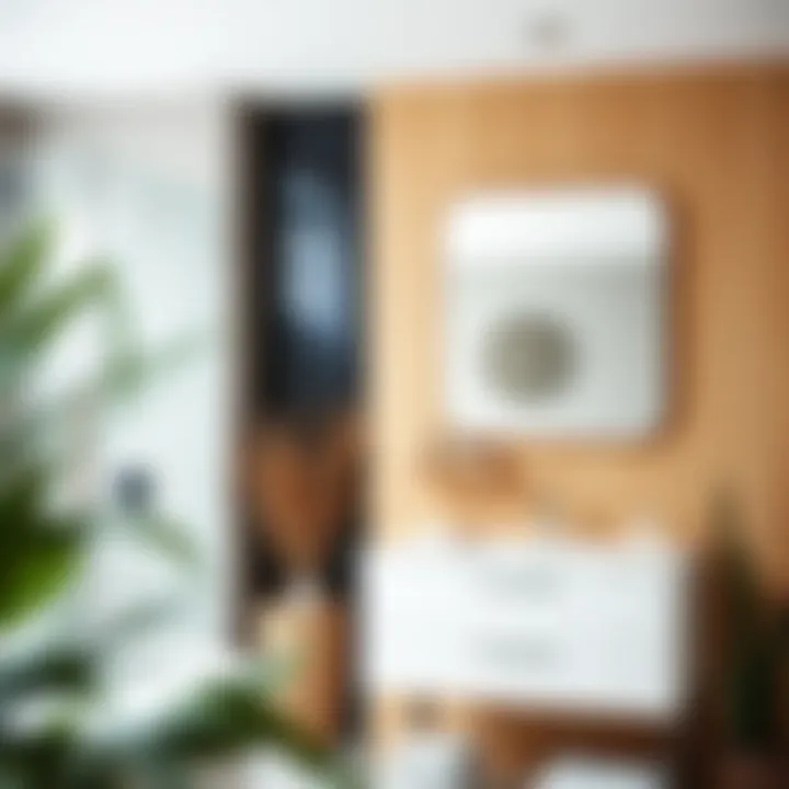 Free standing mirror enhancing modern bathroom decor