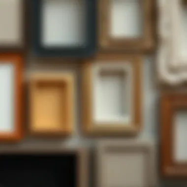 Diverse Materials of Square Wall Frames A close-up of various materials used in square wall frames, highlighting textures and colors