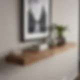 Elegant wood floating shelf showcasing decorative items