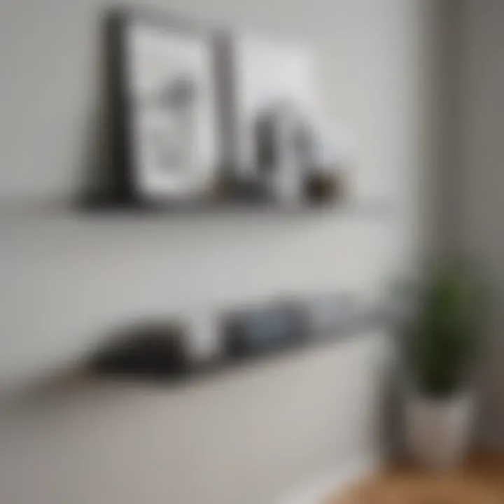 Close-up view of a floating shelf installation process