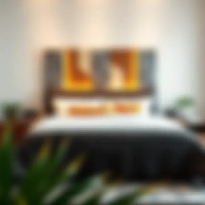 Contemporary wall-mounted headboard featuring geometric design