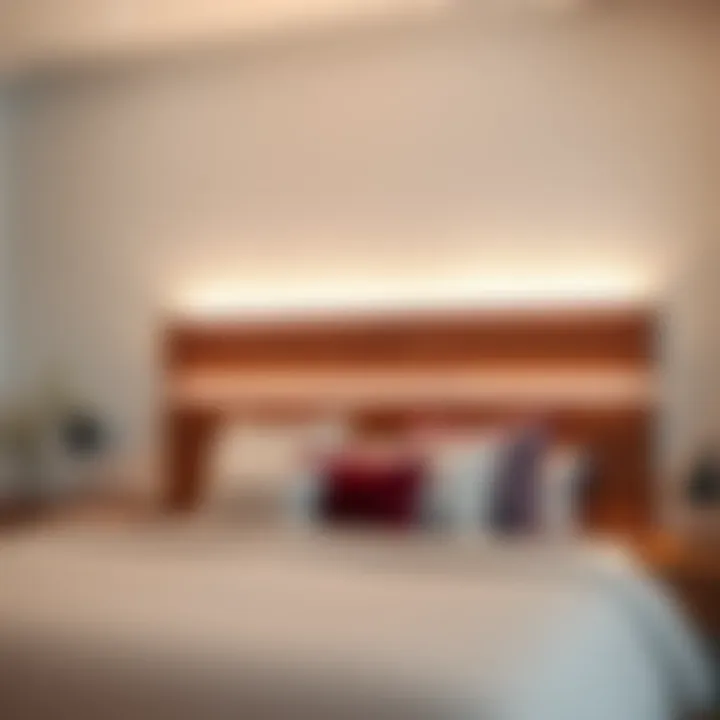 Stylish wooden wall-mounted headboard with integrated lighting