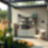 Elegant Outdoor Weatherproof Shelving Stylish weatherproof shelving unit in a modern outdoor setting