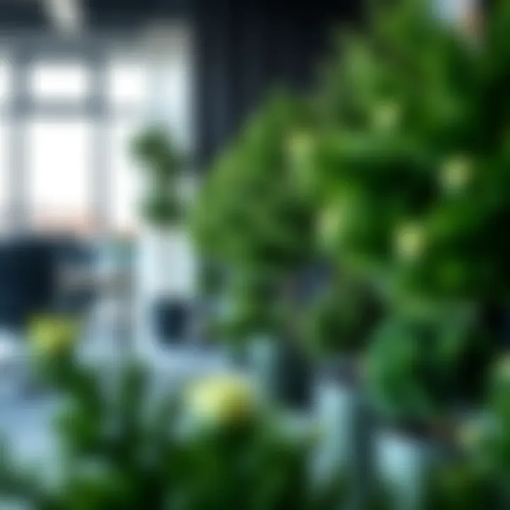 Faux Evergreens in a Contemporary Office Stylish faux evergreen shrubs enhancing a professional office environment