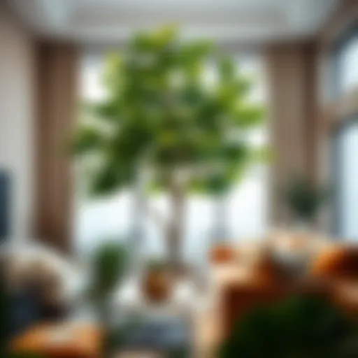 Fiddle Fig Tree in Contemporary Decor Lush fiddle fig tree in a modern living room