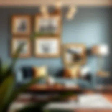 Stylish Home Decor with Gold Frames Stylish interior featuring five by seven gold picture frames