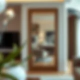 Sleek full length mirror door reflecting a stylish interior