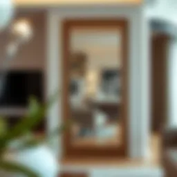 Sleek full length mirror door reflecting a stylish interior