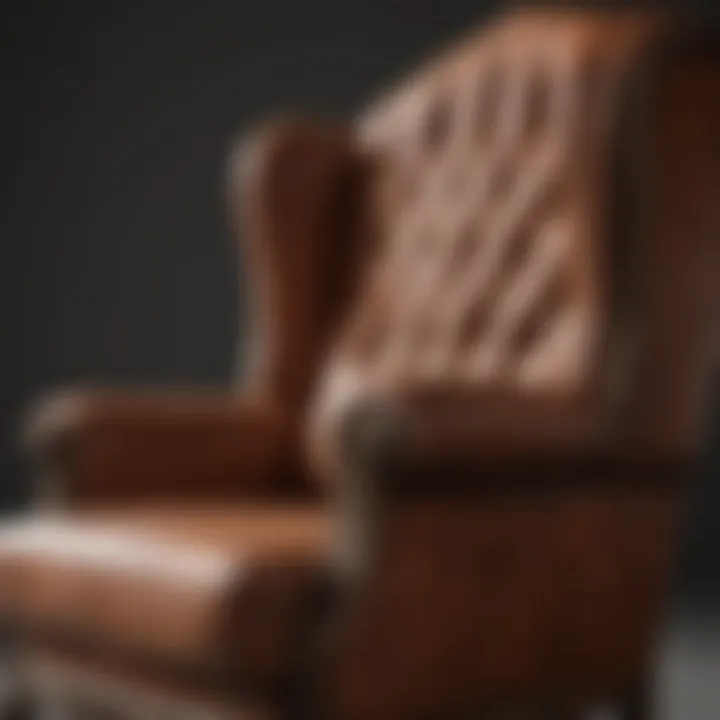 A close-up view of the intricate design features of a giant armchair, highlighting craftsmanship and material quality.