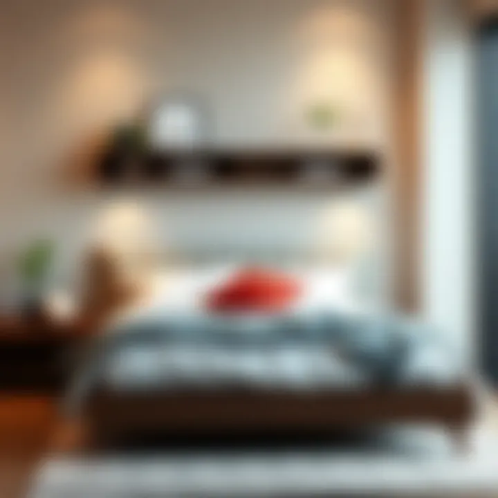 Functional Headboard Shelf in a Modern Setup Modern bedroom featuring a functional headboard shelf