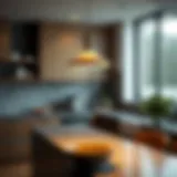 Elegant pendant light illuminating a modern kitchen counter