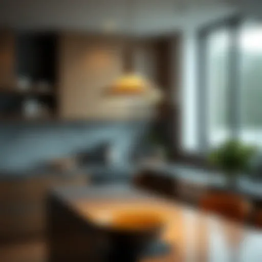 Elegant pendant light illuminating a modern kitchen counter