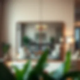 Sleek design of Kirkland's Big Mirror reflecting a stylish living room