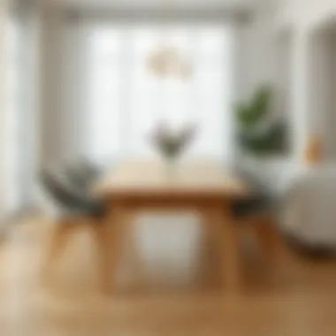 Light wood dining table with modern chairs