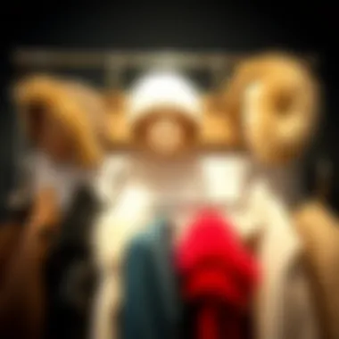 Chic coat rack showcasing stylish winter coats