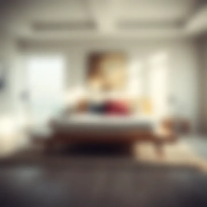 Stylish bedroom featuring a platform bed enhancing interior design