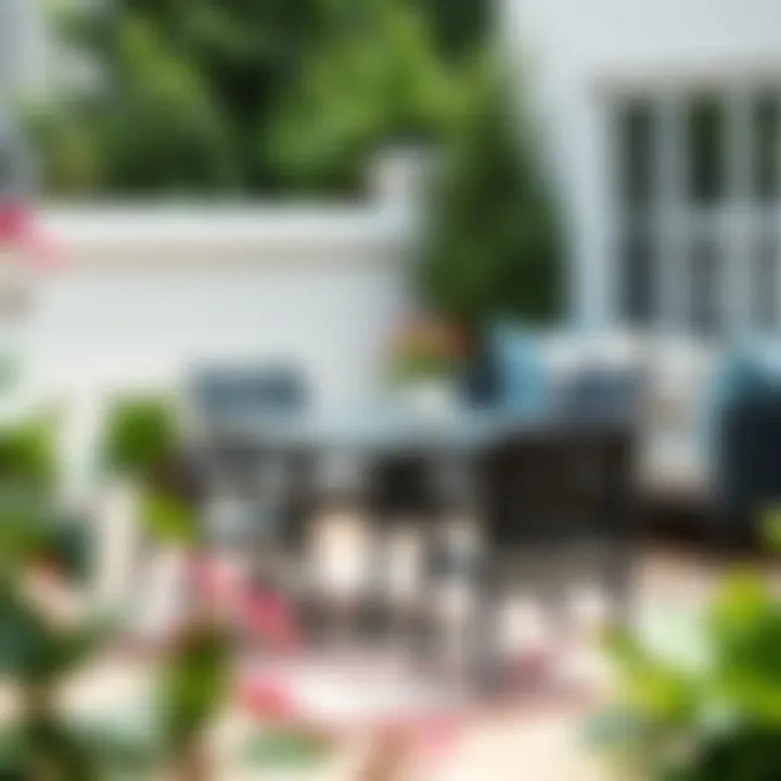 Contemporary patio table and chair set in a small garden