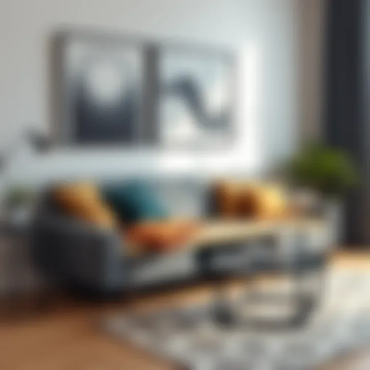 Stylish bench design integrated into living room decor, emphasizing space optimization.