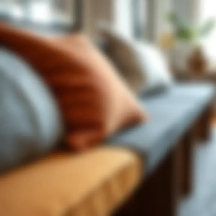 Close-up of materials used in bench seating, highlighting texture and color variety.