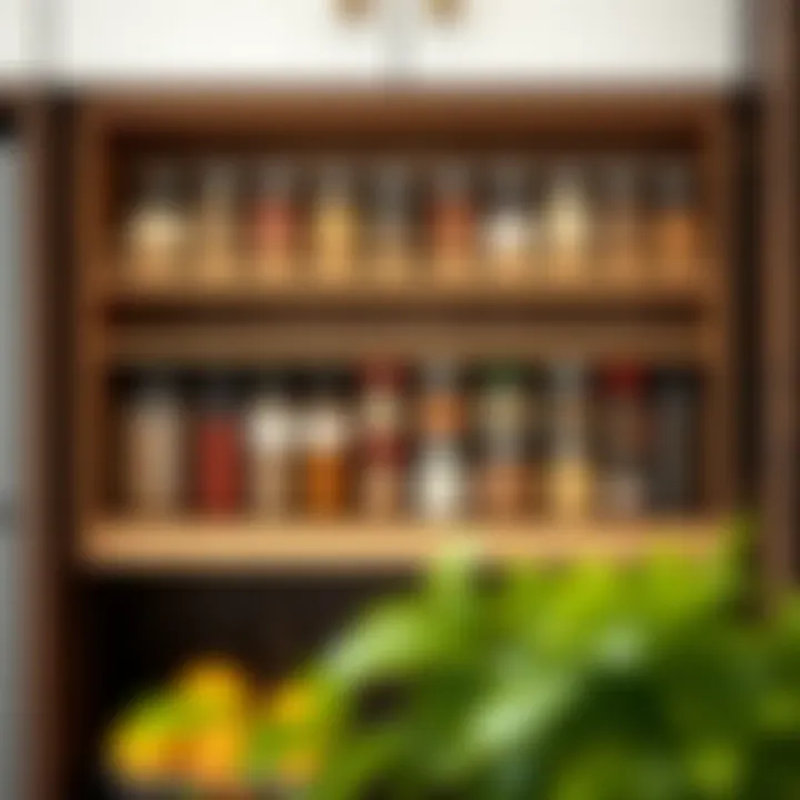 Stylish wood spice rack showcasing spices in elegant jars