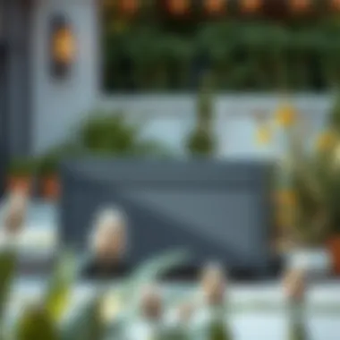 Modern Aesthetics of Metal Storage Boxes Sleek metal storage box in a modern garden setting