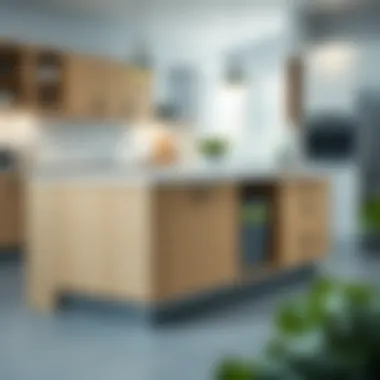 Functional Modern Kitchen Island Featuring Built-In Trash Modern kitchen island design with built-in waste disposal